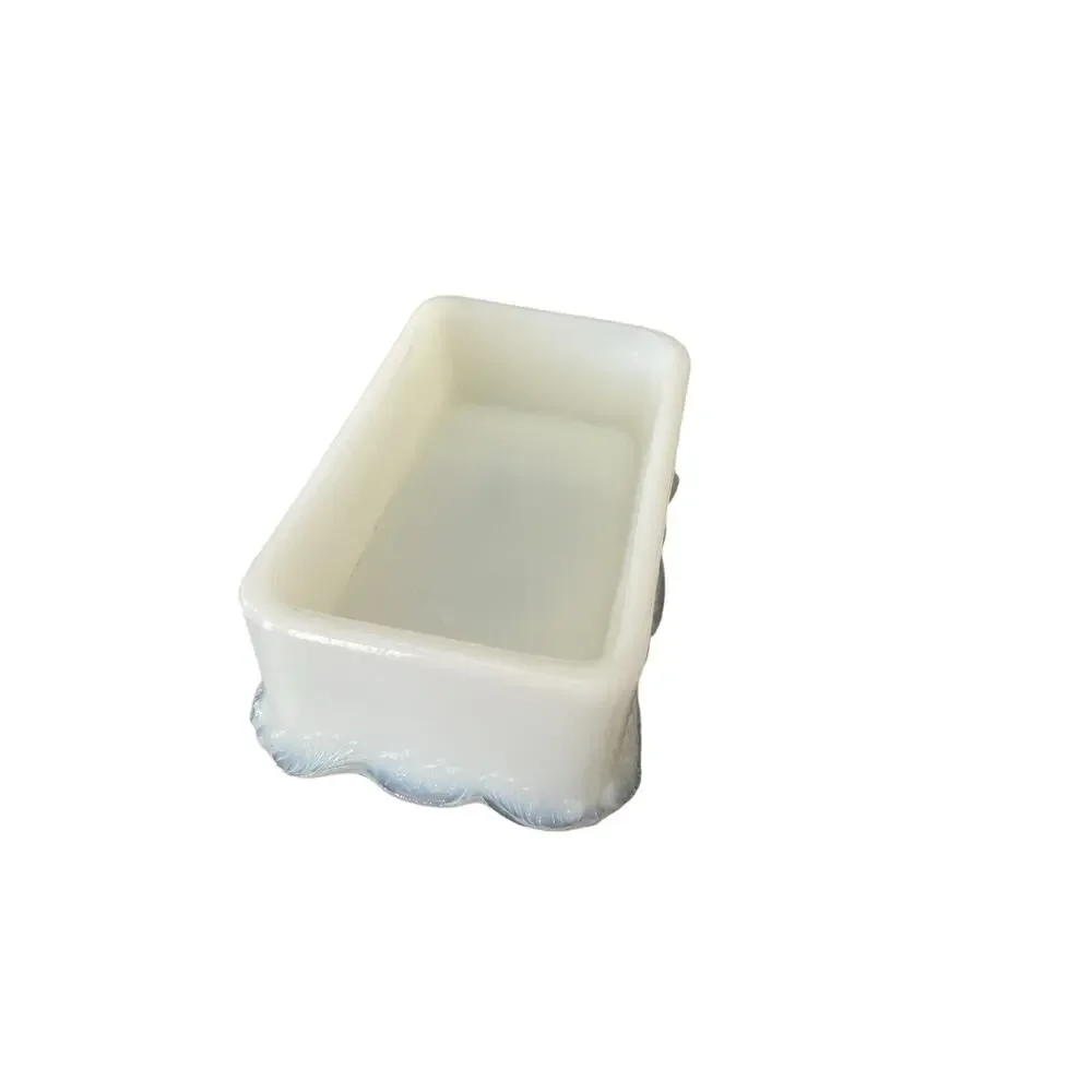 Vintage Opaline Milk Glass Footed Trinket Dish Scalloped Rim Vanity Soap Dish